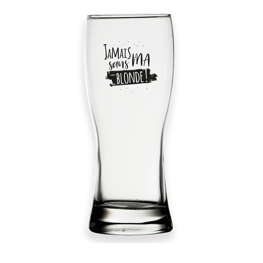 Verre à bière Bobby 37cl décoré noir - Jamais sans ma blonde