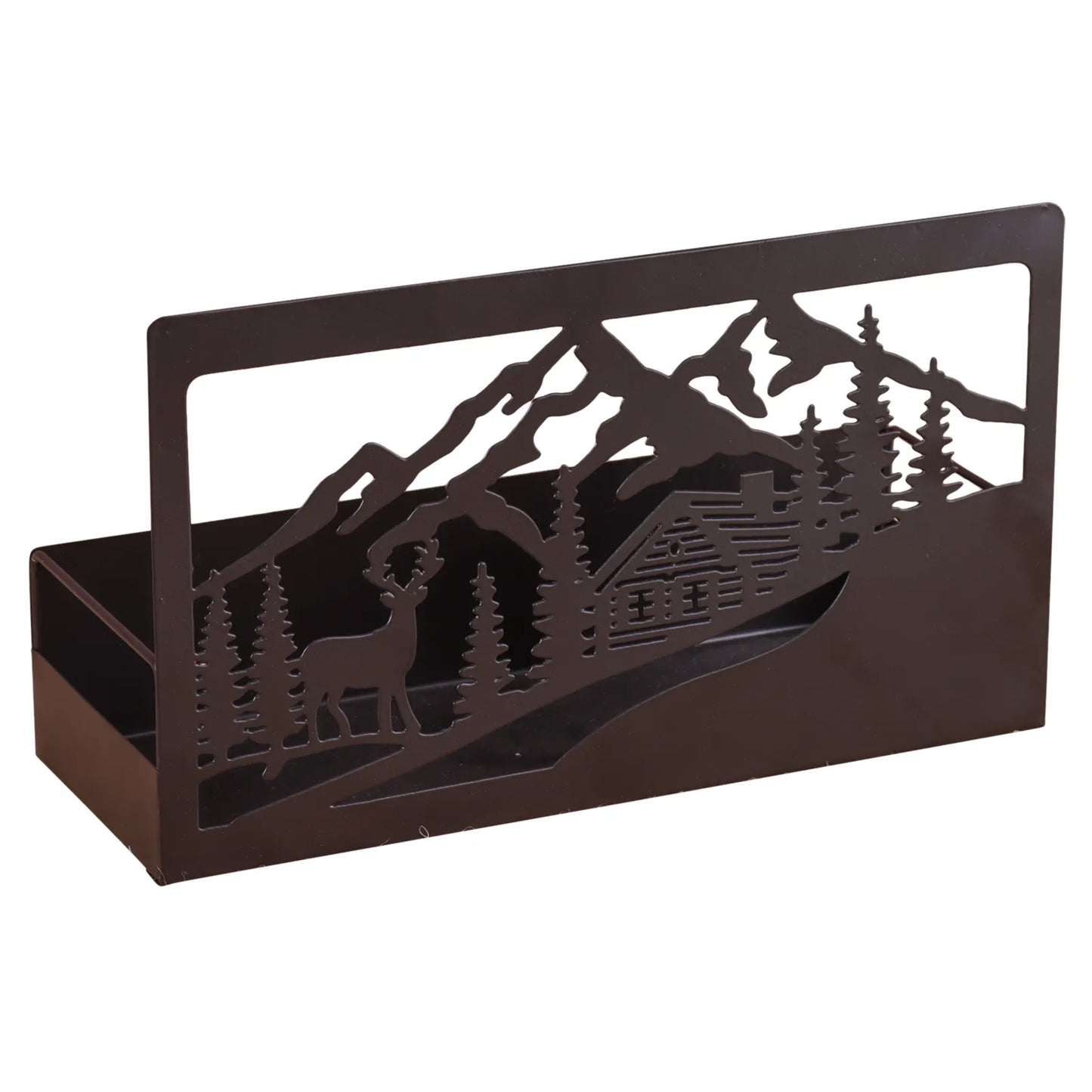 Support Oscar métal noir design Esprit Montagne 27x10x12cm