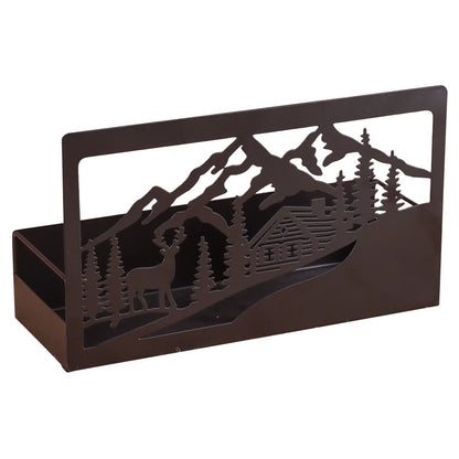 Support Oscar métal noir design Esprit Montagne 27x10x12cm