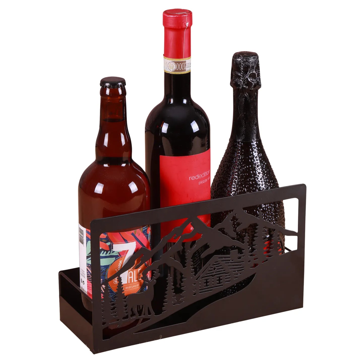 Support Oscar métal noir design Esprit Montagne 27x10x12cm