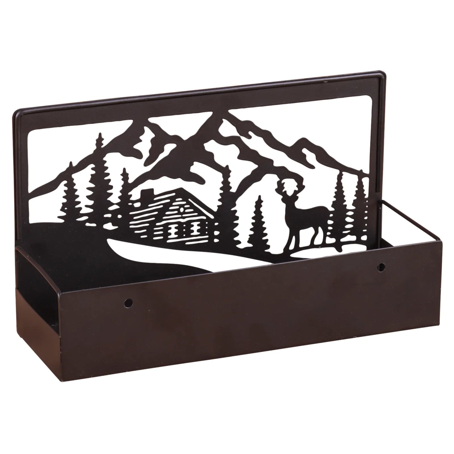 Support Oscar métal noir design Esprit Montagne 27x10x12cm