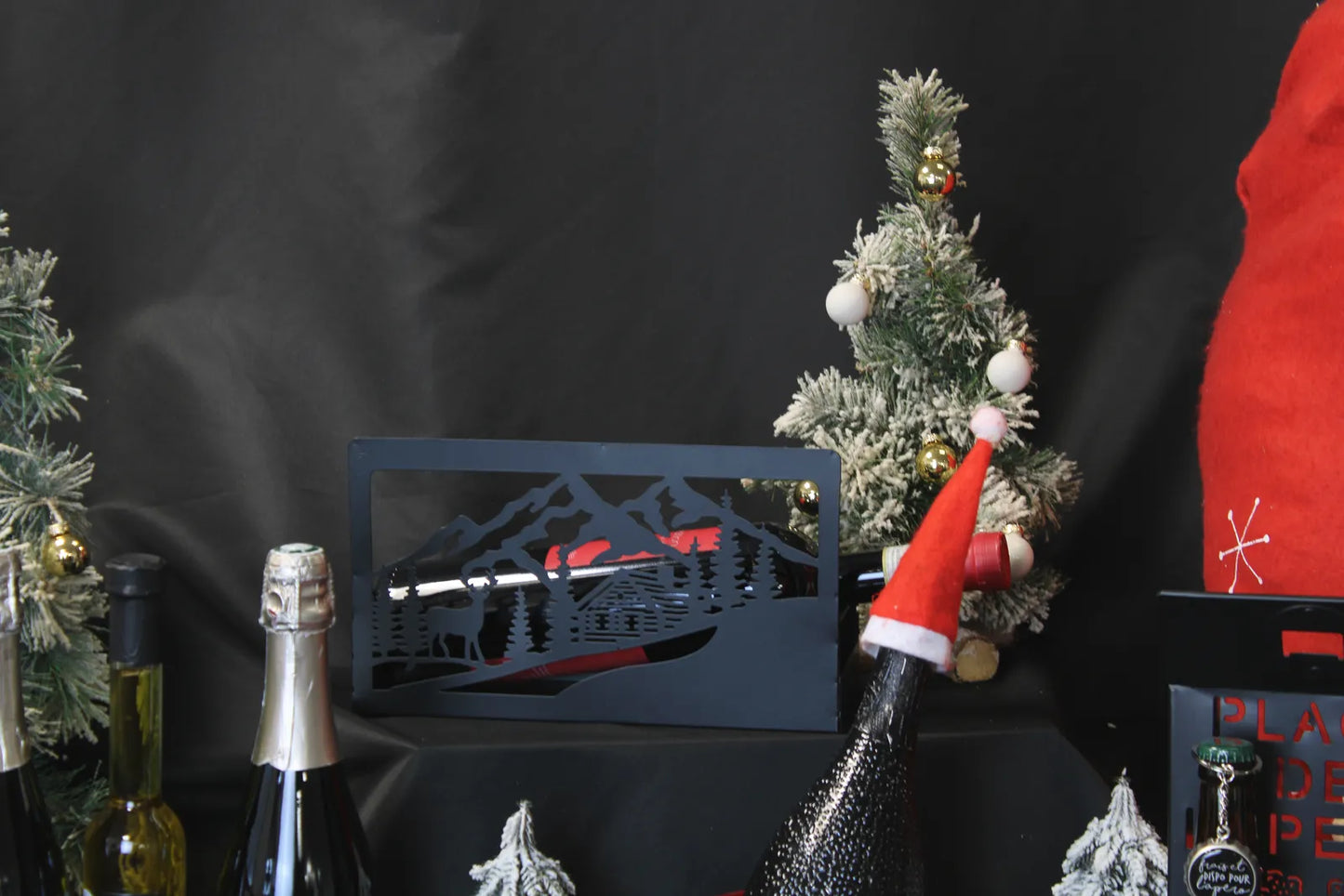 Support Oscar métal noir design Esprit Montagne 27x10x12cm