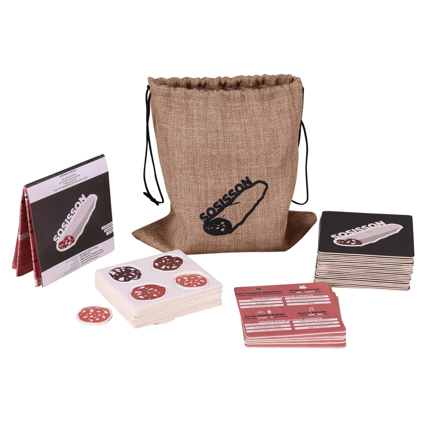 Sosisson Appetizer Game, 50 beer mat playing cards, 10 sausage cards