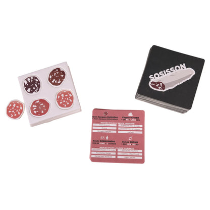 Sosisson Appetizer Game, 50 beer mat playing cards, 10 sausage cards