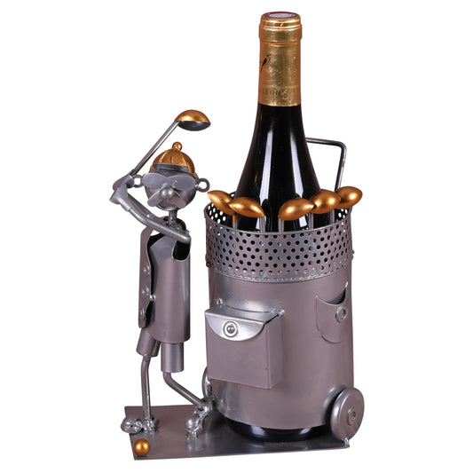 Support bouteille Félix métal gris/cuivre- Golfeur
