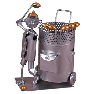 Support bouteille Félix métal gris/cuivre- Golfeur