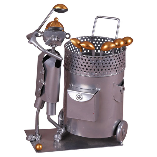 Support bouteille Félix métal gris/cuivre- Golfeur