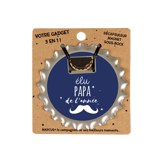 Décapsuleur 3 en 1 Marcus métal - Elu Papa de lannée