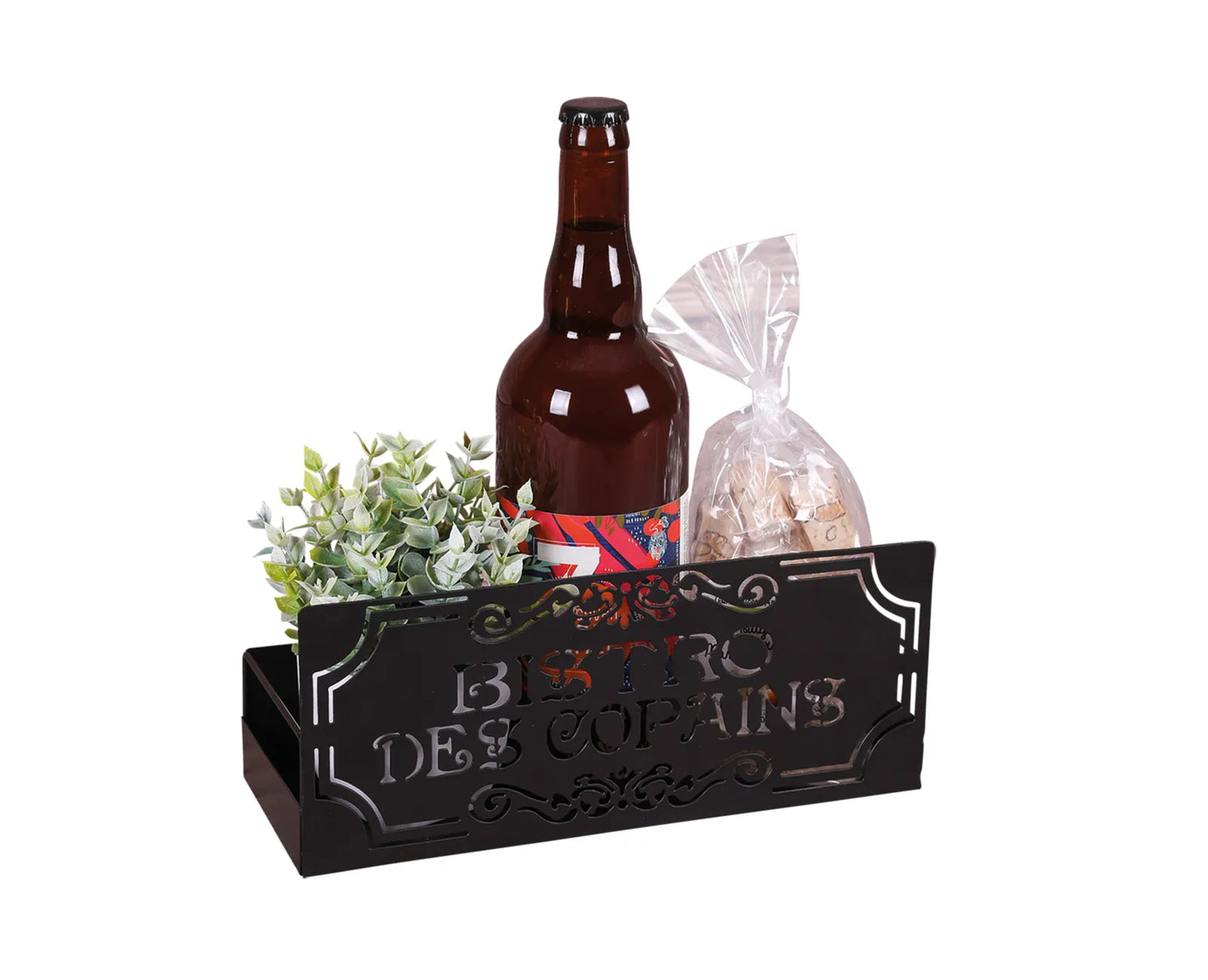 Support Oscar métal noir design Bistrot des Copains 27x10x11.5cm