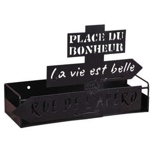 Support Oscar métal noir design Rue de lApéro 27x9.5x18cm