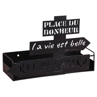 Support Oscar métal noir design Rue de lApéro 27x9.5x18cm