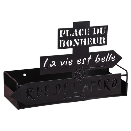 Support Oscar métal noir design Rue de lApéro 27x9.5x18cm