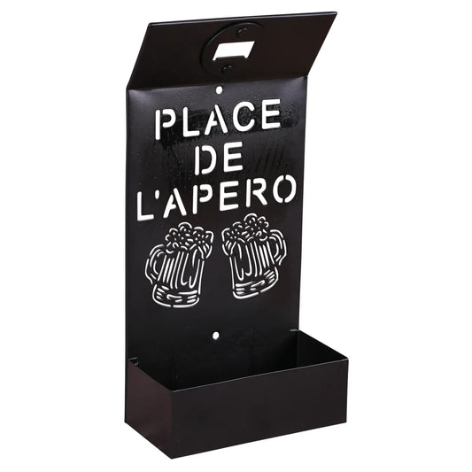 Edgar black metal bottle opener stand, Place de l'Apéro design, 14.5x7x30cm