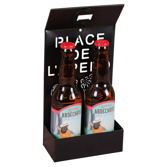 Edgar black metal bottle opener stand, Place de l'Apéro design, 14.5x7x30cm