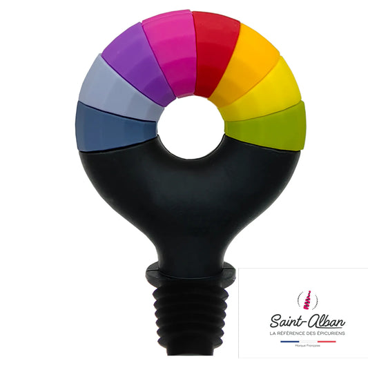 Romeo black/multicolour glass stopper and marker by Saint Alban (8 pieces)