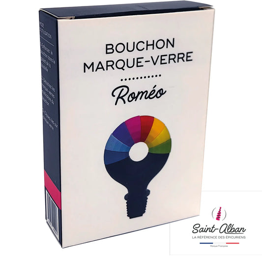 Romeo black/multicolour glass stopper and marker by Saint Alban (8 pieces)