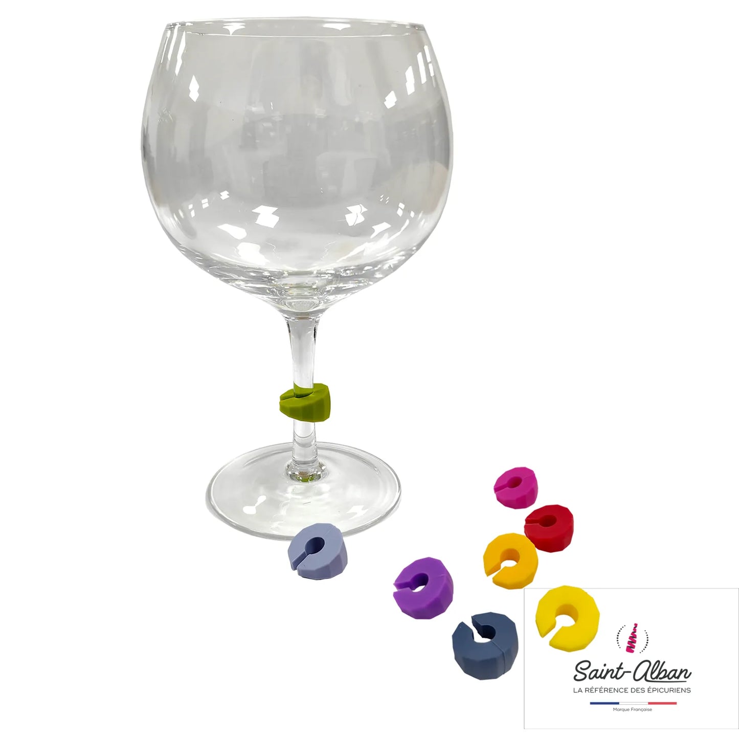 Bouchon et marque verre Roméo noir/multicouleur Saint Alban (8 pièces)