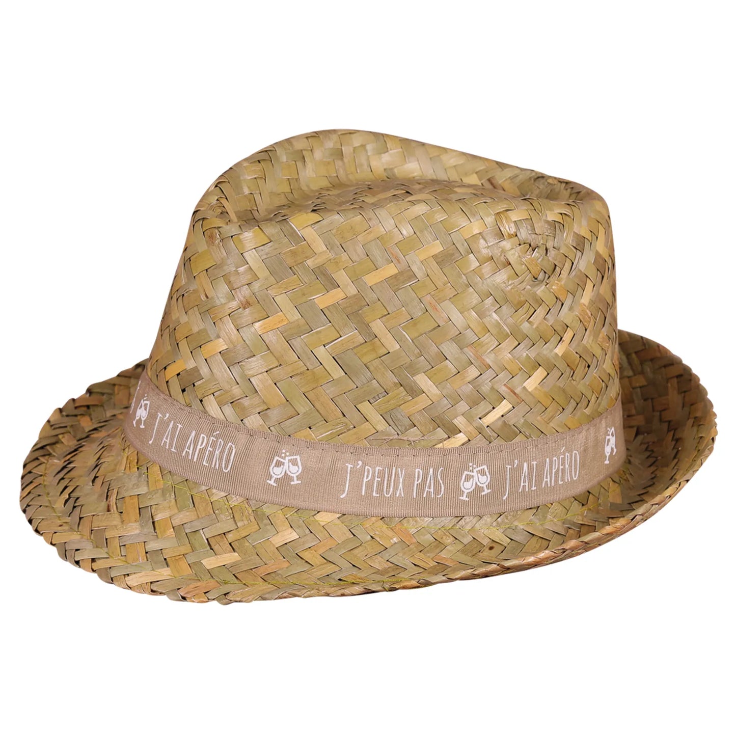 Chapeau Ernest paille bandeau beige/blanc - Jpeux pas jai apéro