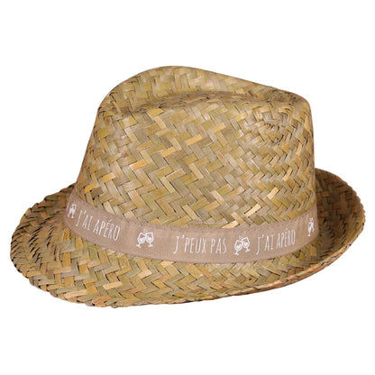 Chapeau Ernest paille bandeau beige/blanc - Jpeux pas jai apéro