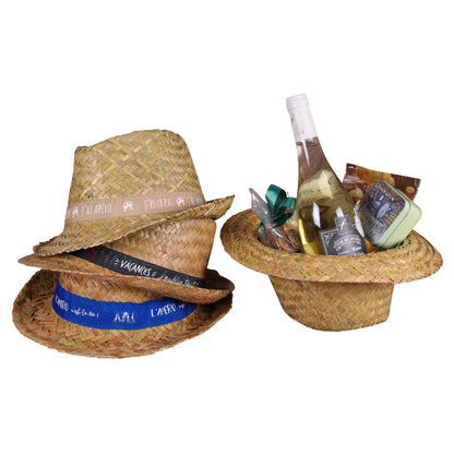 Chapeau Ernest paille bandeau beige/blanc - Jpeux pas jai apéro