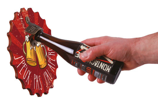 Décapsuleur mural Billy bois 22cm décoré - jpeux pas jai apéro