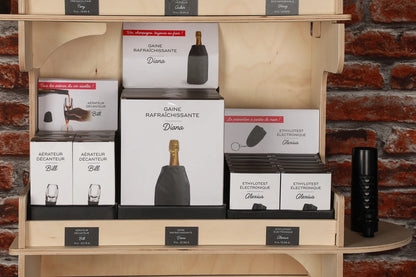 Présentoir type complet bois 12 références accessoires Saint Alban