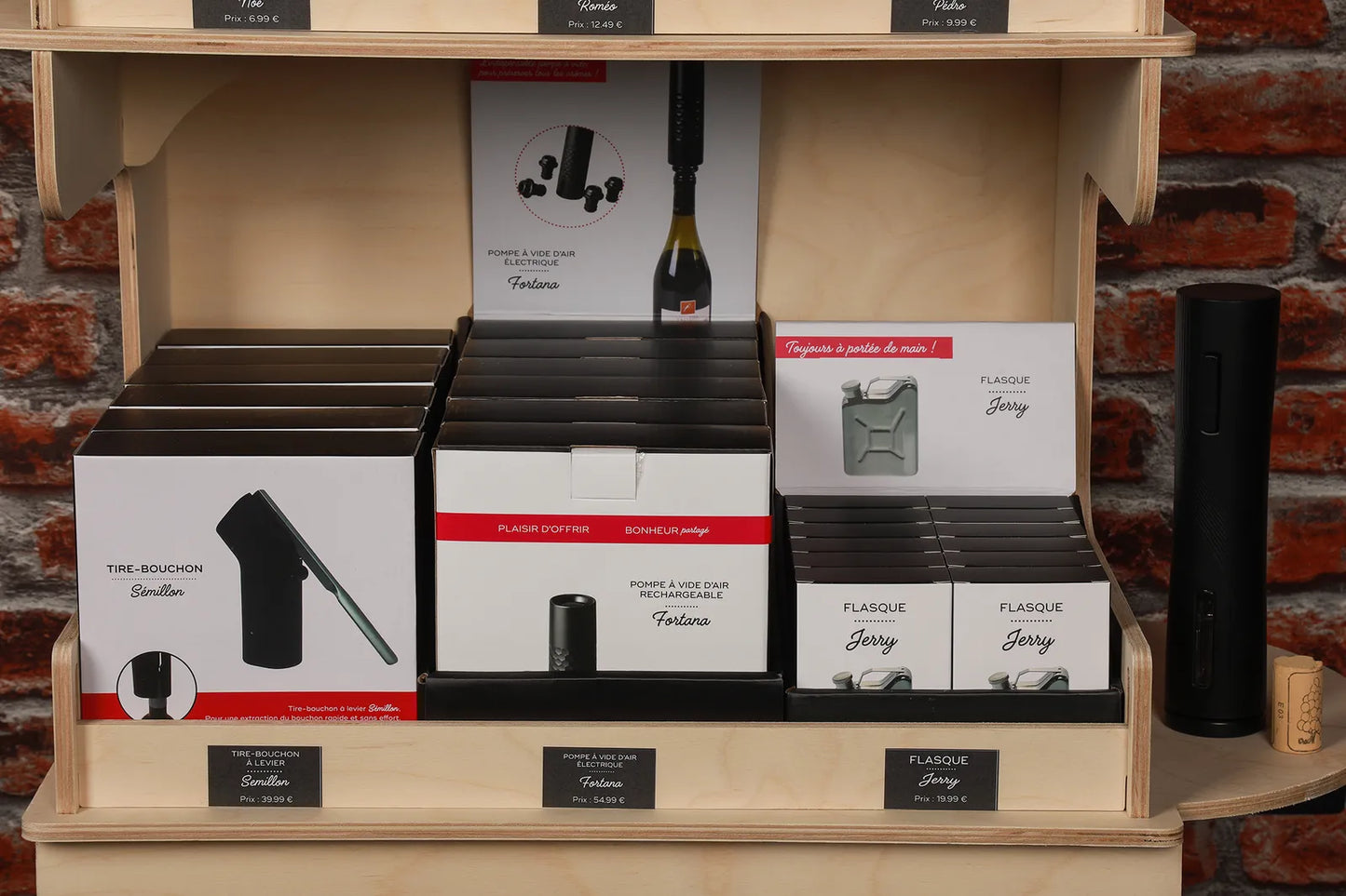 Présentoir type complet bois 12 références accessoires Saint Alban