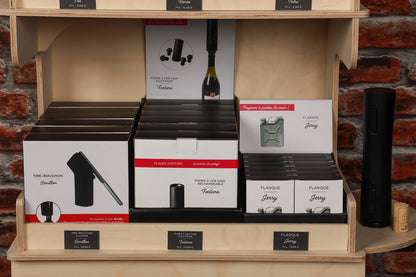 Présentoir type complet bois 12 références accessoires Saint Alban