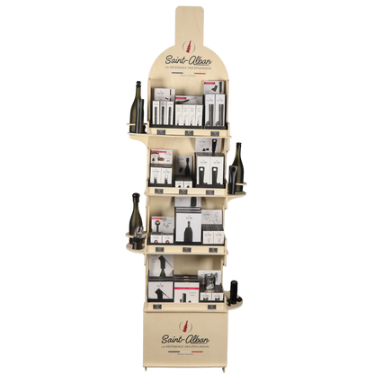 Présentoir type complet bois 12 références accessoires Saint Alban