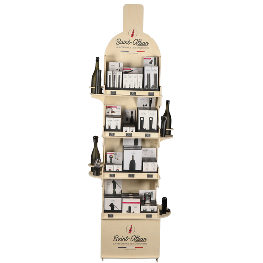 Complete wooden display unit, 12 references, Saint Alban accessories