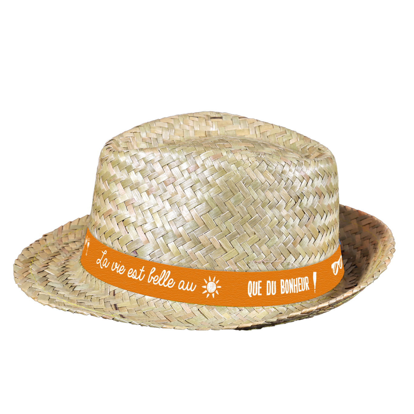 Chapeau Ernest paille bandeau orange - Que du Bonheur