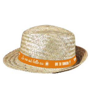 Chapeau Ernest paille bandeau orange - Que du Bonheur