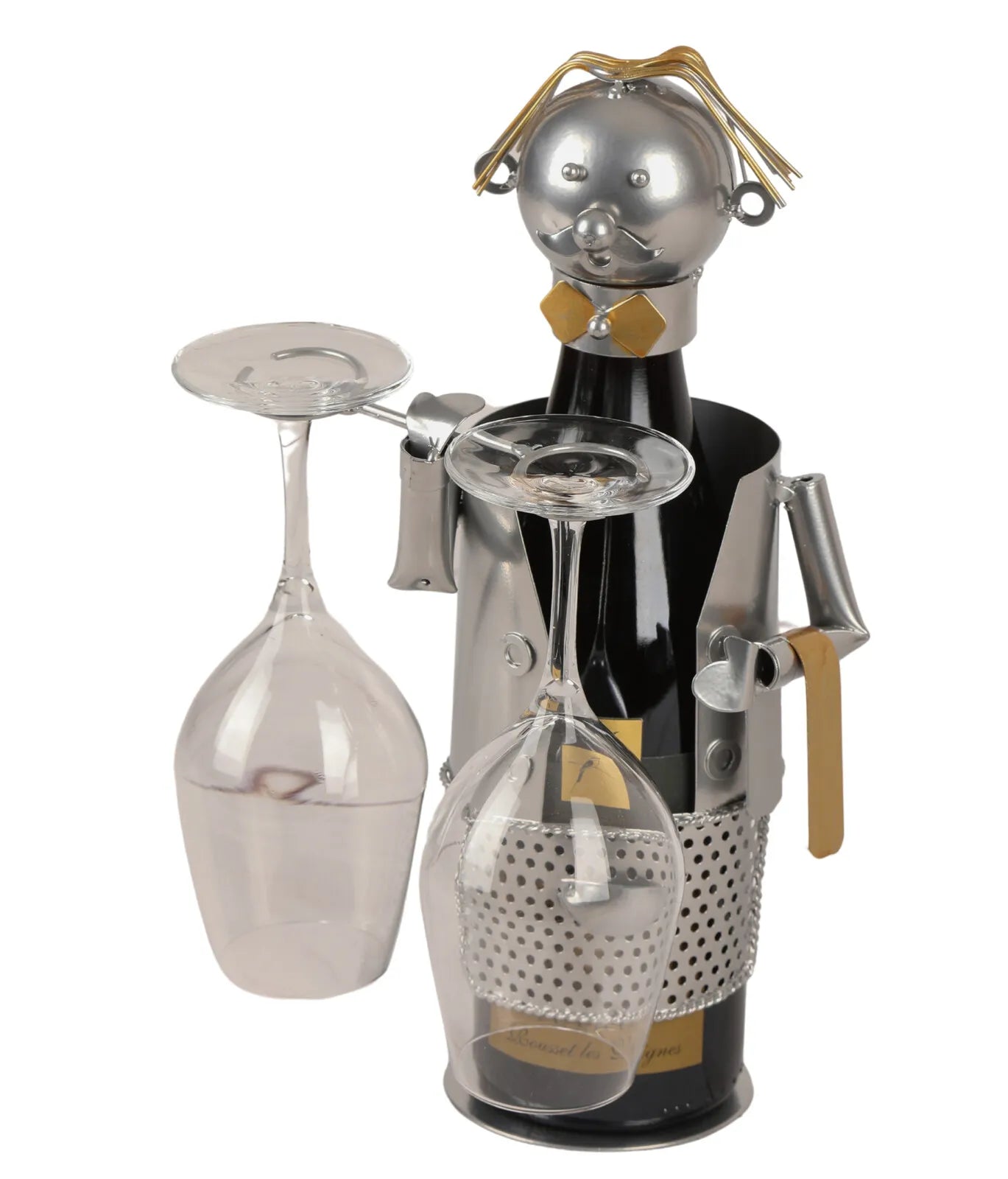 Support bouteille Félix métal gris/cuivre - Barman