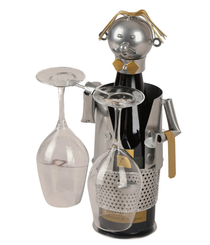 Support bouteille Félix métal gris/cuivre - Barman