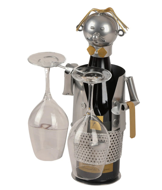Support bouteille Félix métal gris/cuivre - Barman