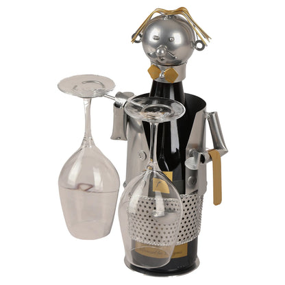 Support bouteille Félix métal gris/cuivre - Barman