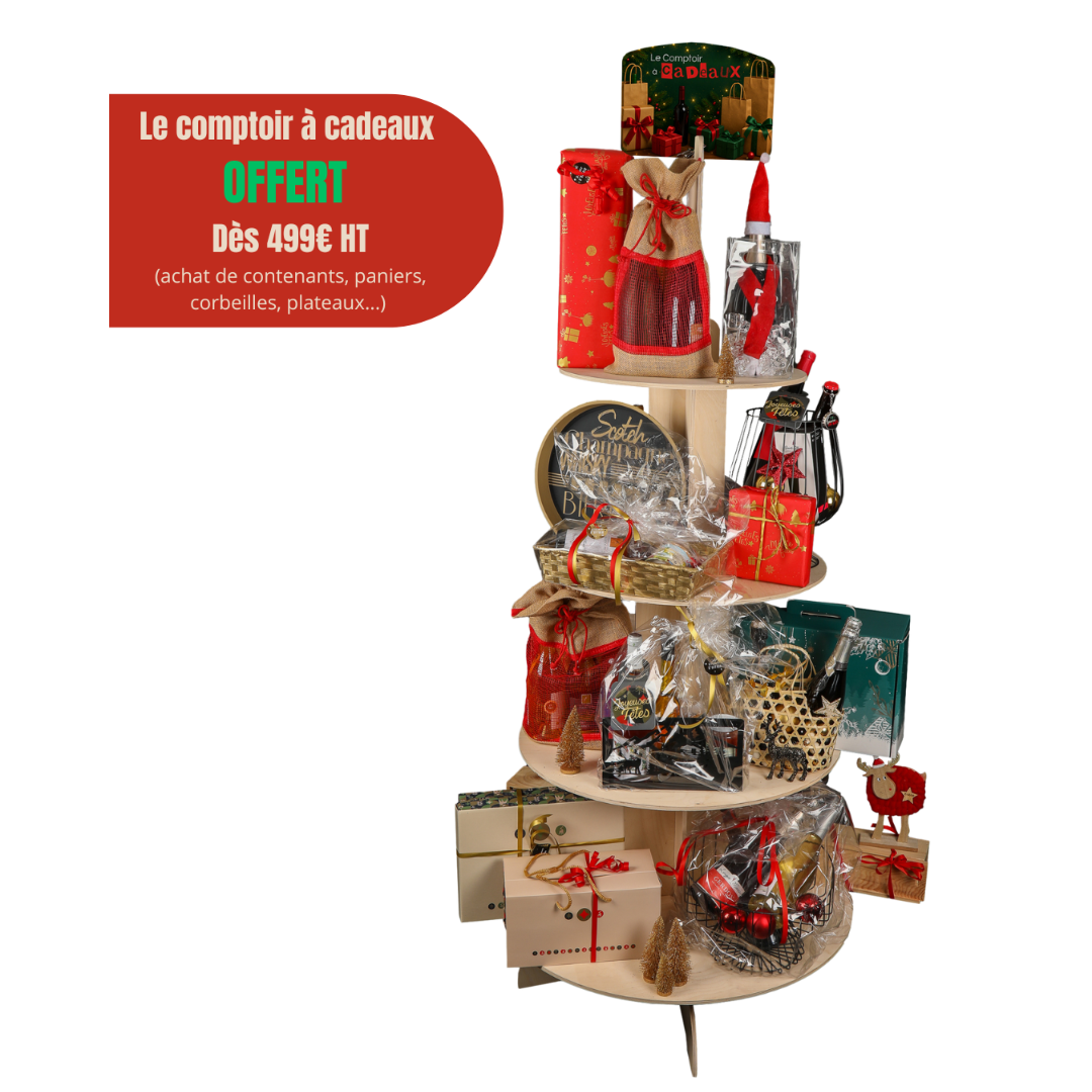 Présentoir Vercors bois pour paniers garnis - Le comptoir à Cadeaux