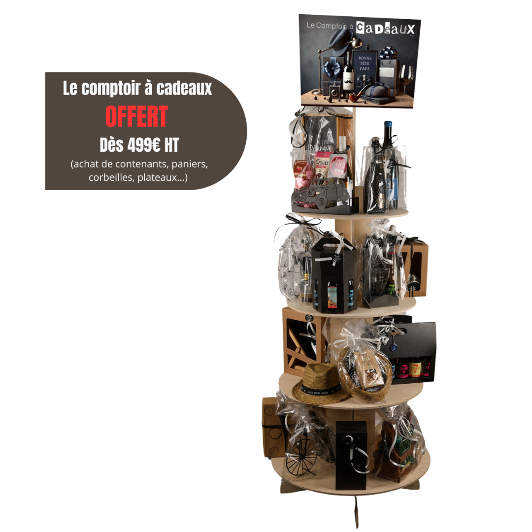 Présentoir Vercors bois pour paniers garnis - Le comptoir à Cadeaux
