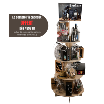 Présentoir Vercors bois pour paniers garnis - Le comptoir à Cadeaux