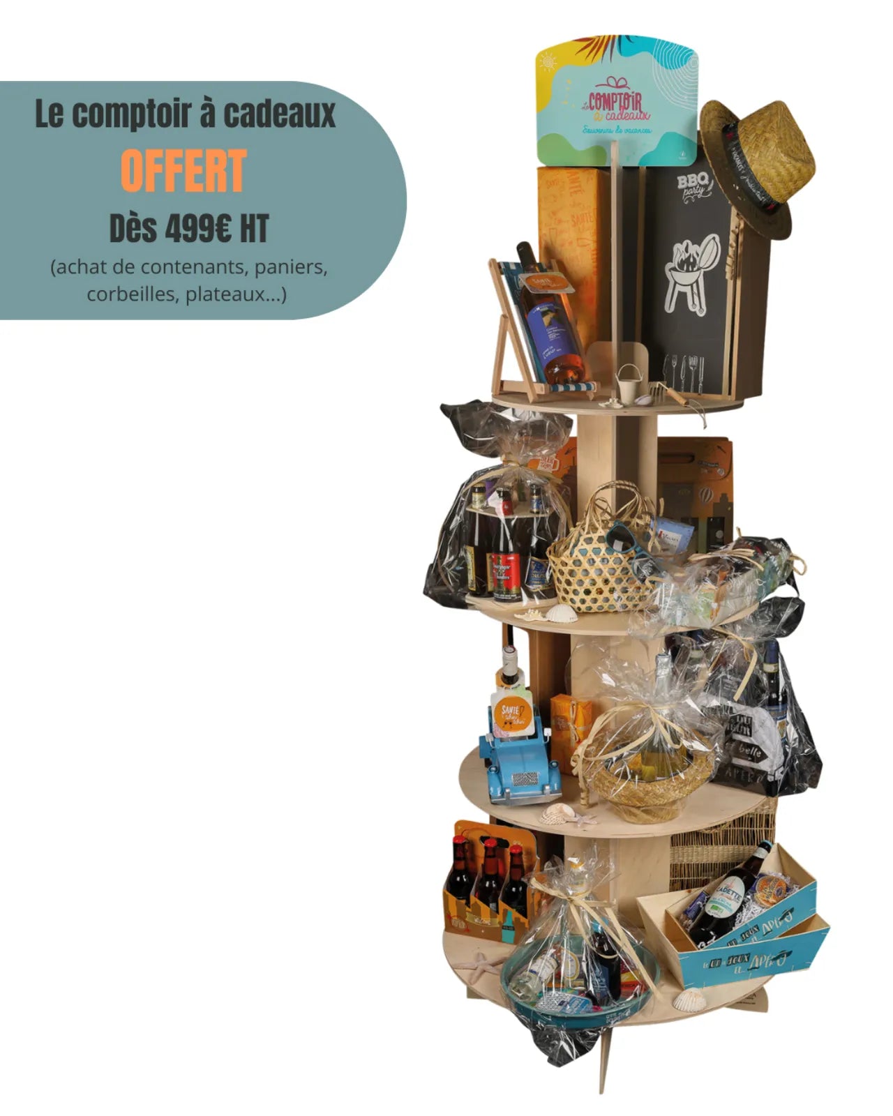 Vercors wooden display stand for gift baskets - The Gift Counter