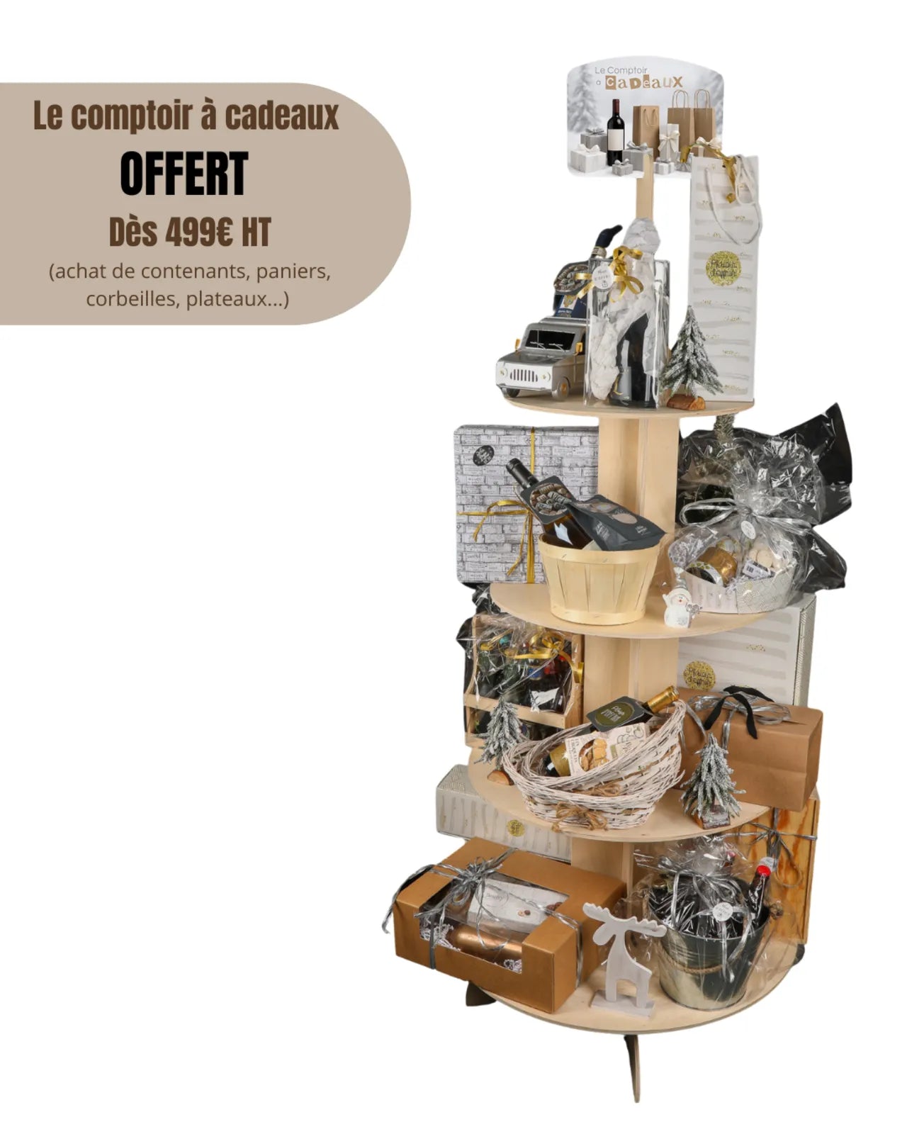 Vercors wooden display stand for gift baskets - The Gift Counter