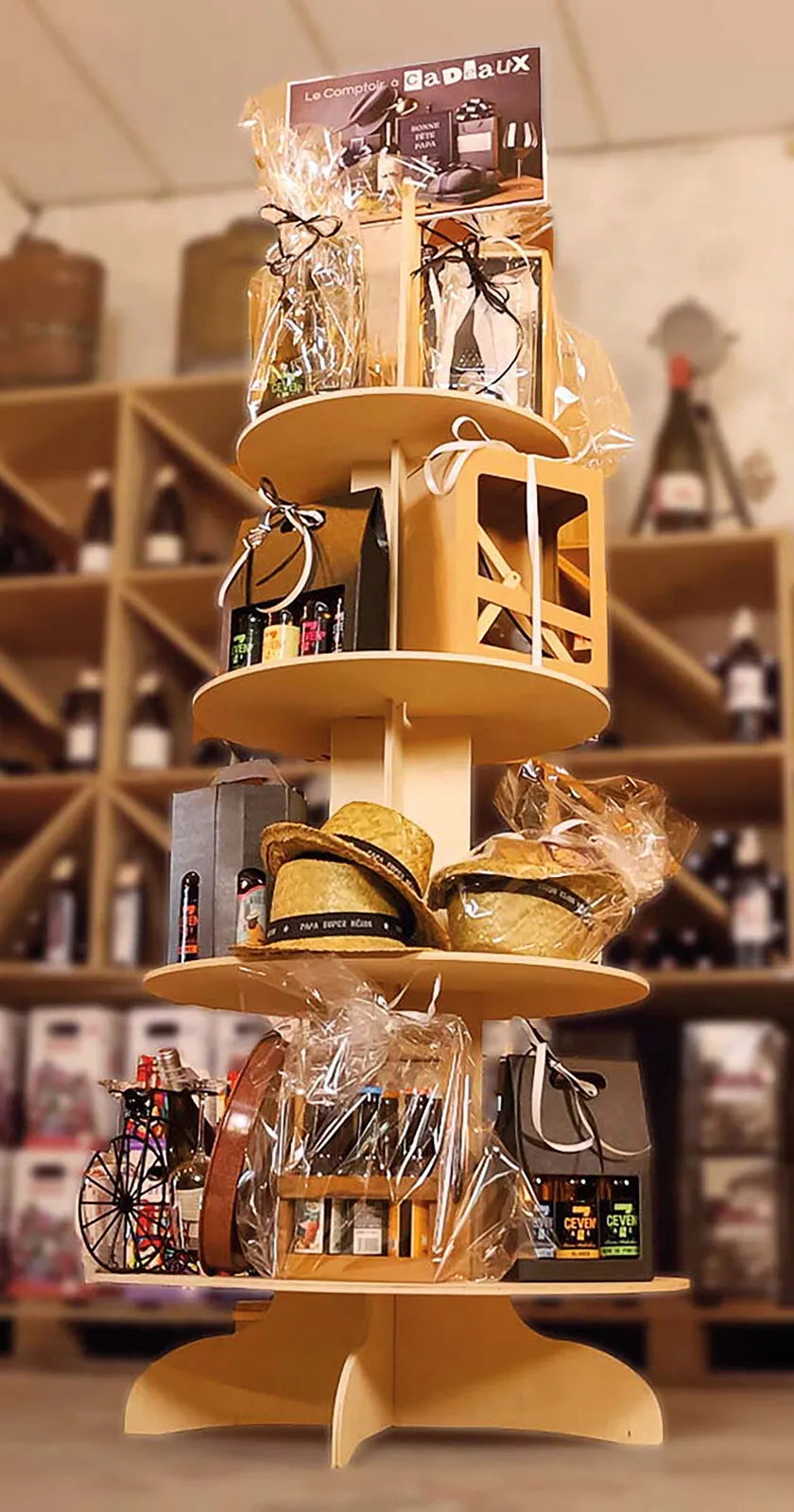 Vercors wooden display stand for gift baskets - The Gift Counter