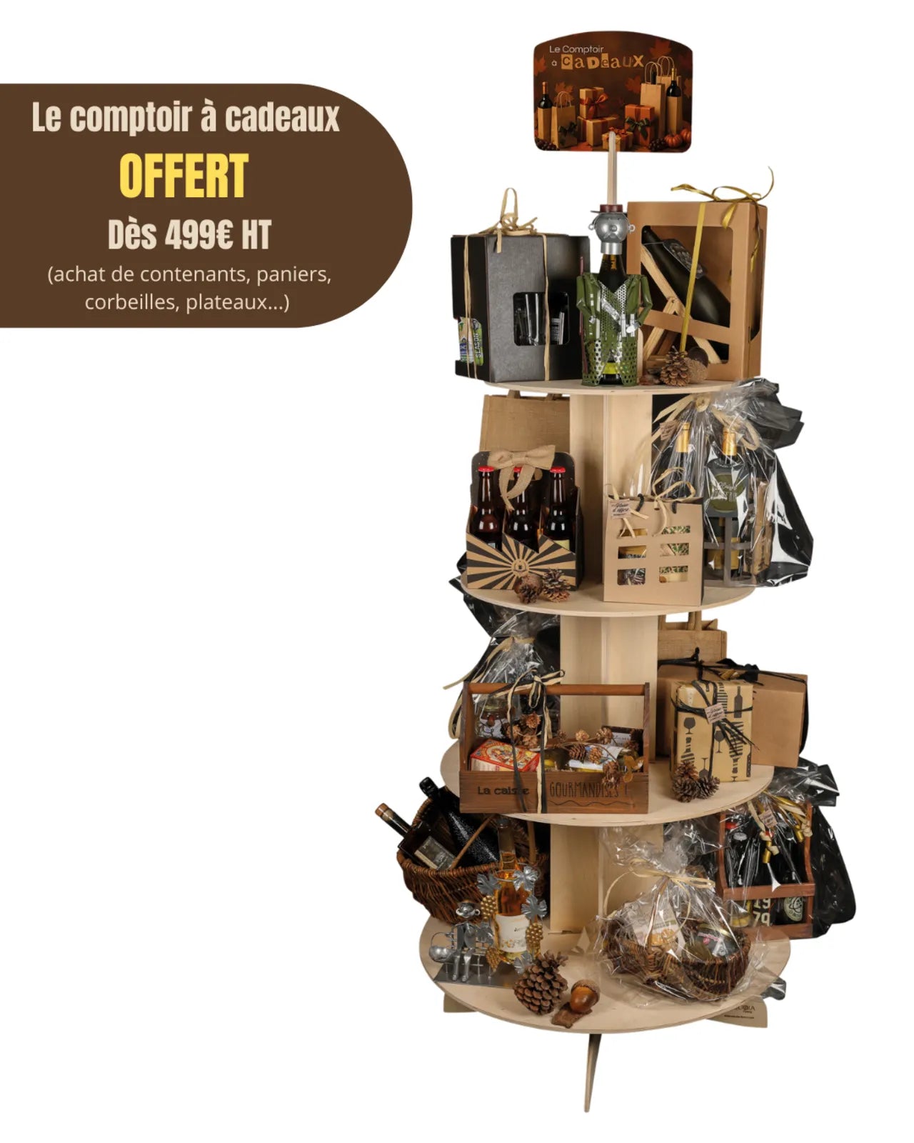 Vercors wooden display stand for gift baskets - The Gift Counter