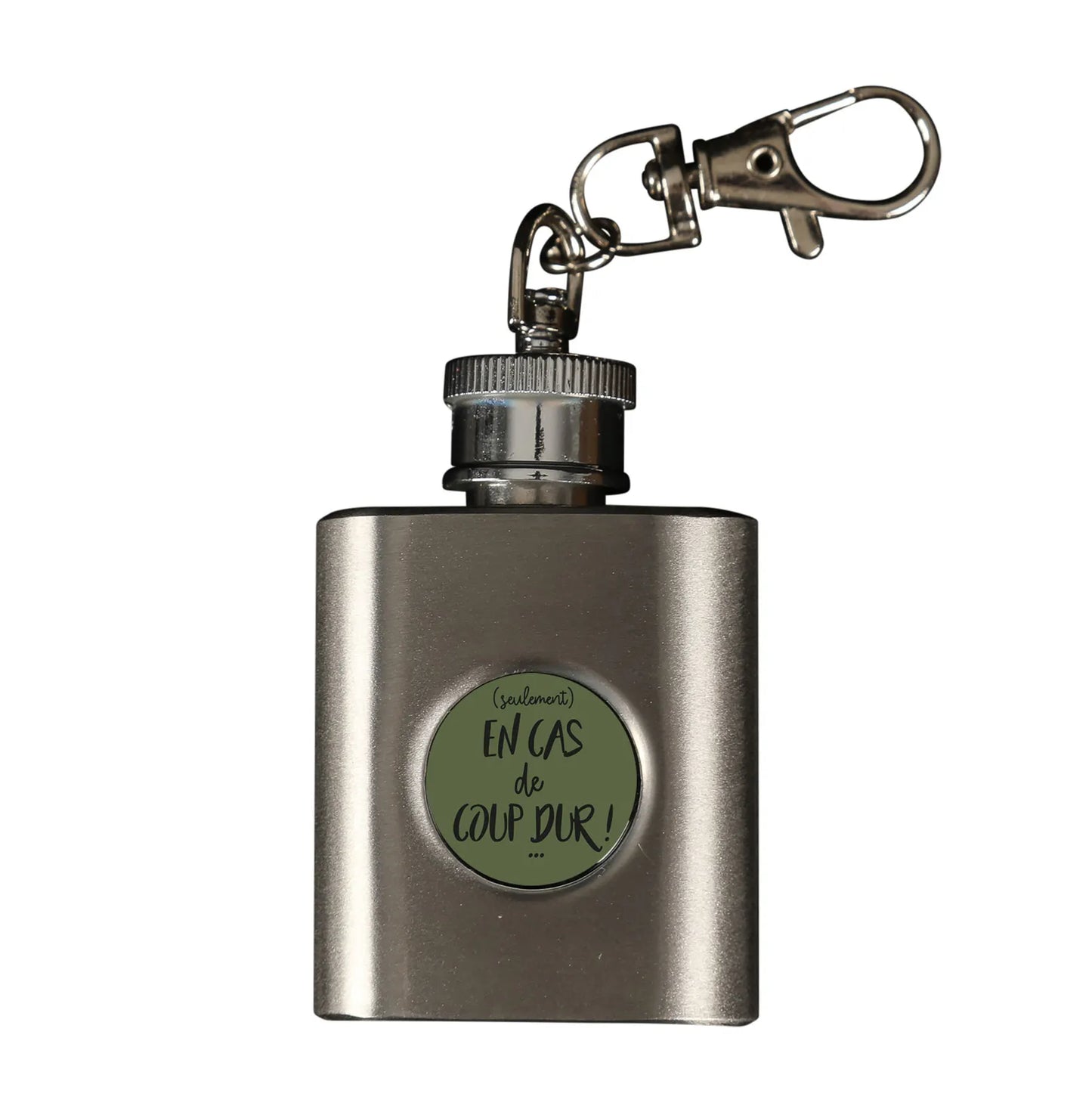Porte-clé flasque Tito inox - En cas de coup dur!
