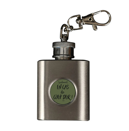 Porte-clé flasque Tito inox - En cas de coup dur!
