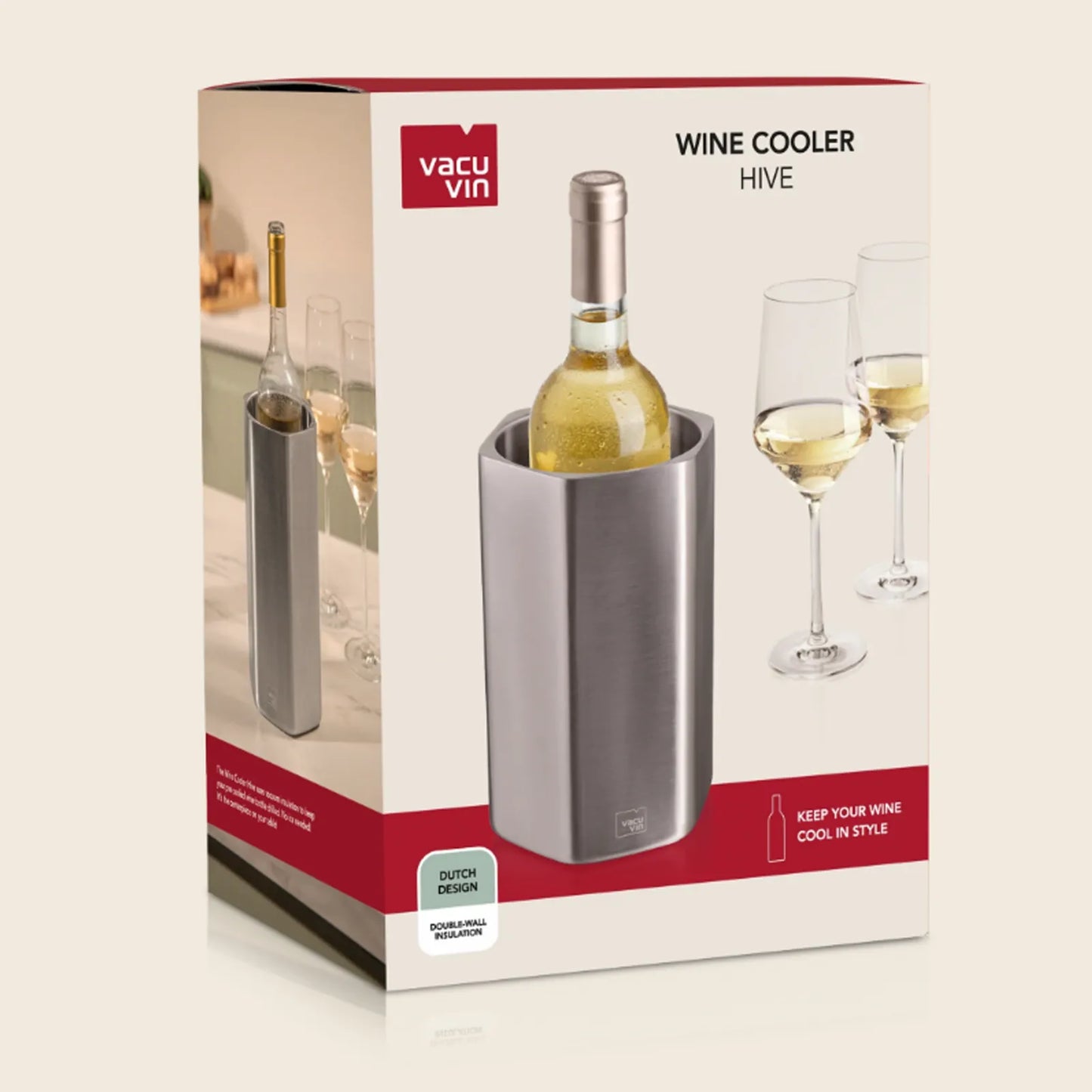 Seau refroidisseur vin et champagne Cooler Hive métal Vacuvin