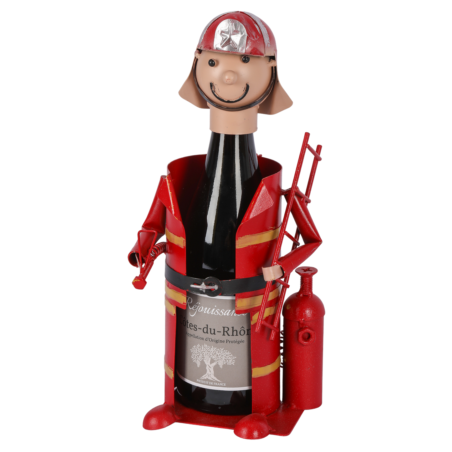 Support bouteille Félix métal rouge/noir - Pompier