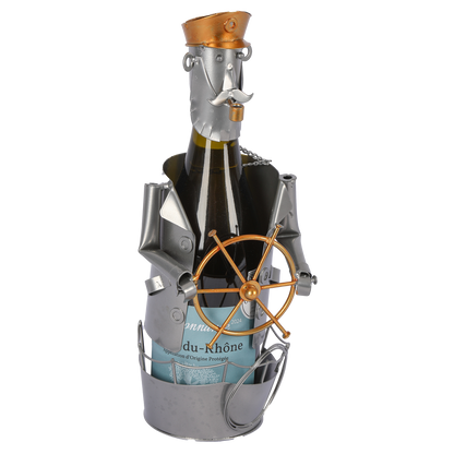 Support bouteille Félix métal gris/cuivre - Marin