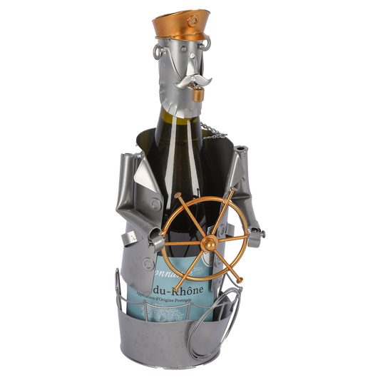 Support bouteille Félix métal gris/cuivre - Marin