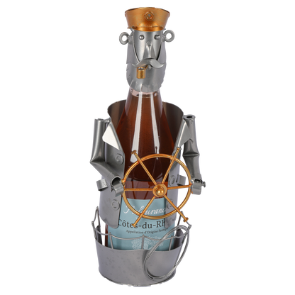 Support bouteille Félix métal gris/cuivre - Marin
